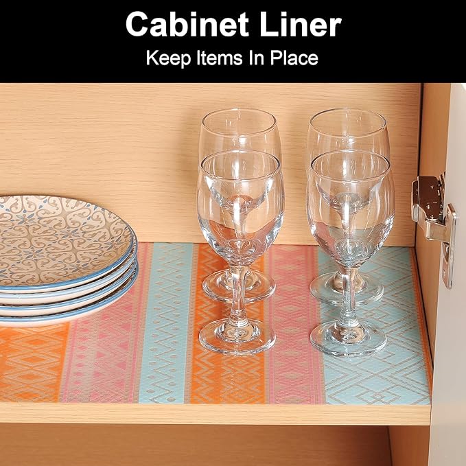Cooyes Shelf Drawer and Cabinet Liner, Washable Oil-Proof Shelf Liners for Kitchen Cabinets, Shelves, Refrigerator, Non-Adhesive Drawers Mats（23.6" W x 236" L）
