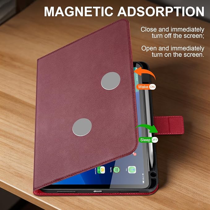 Leather Case for iPad 11th/10th Gen (11/10.9) Black | Genuine Leather Pencil Holder Adjustable Stand Magnetic Closure Auto Wake/Sleep