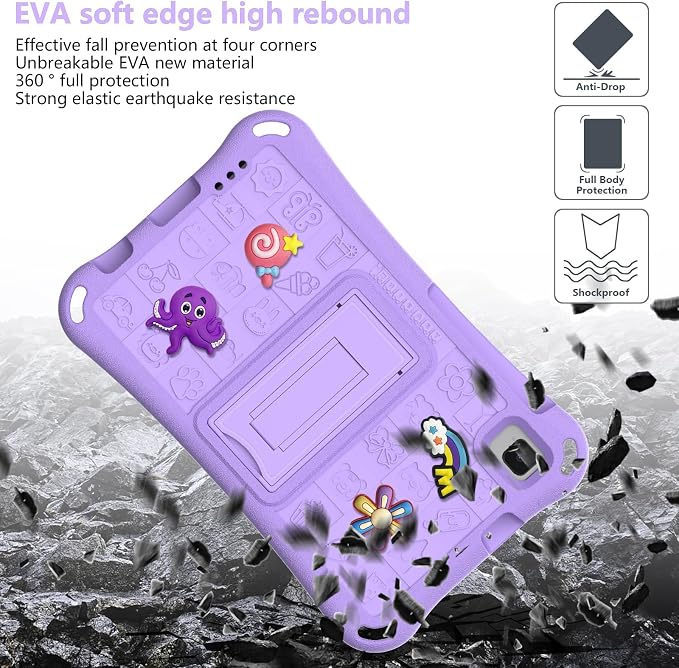 Case for iPad 10.2 Inch 2021/2020/2019/ iPad Pro 10.5 Inch/Air 3rd Gen (2019) Shoulder Strap Kickstand Children Friendly Anti-Scratch Shockproof Case Lightpurple