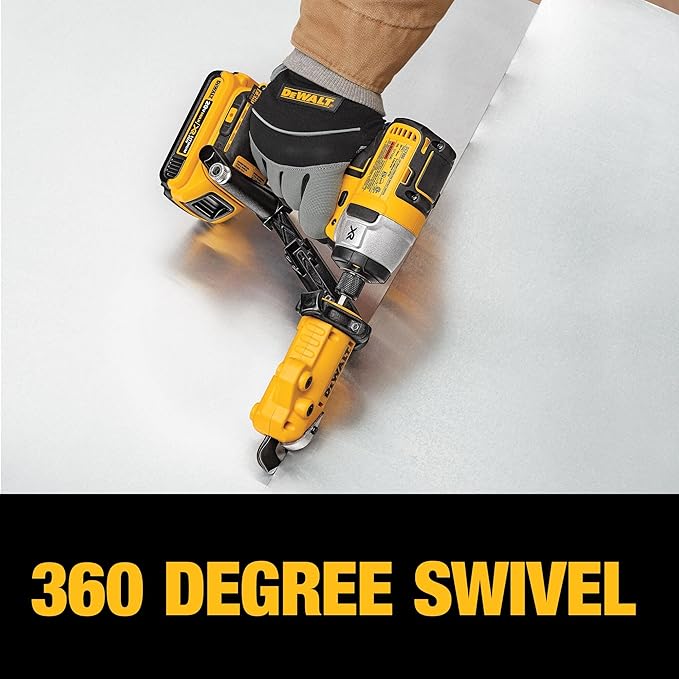 DEWALT Metal Shear/Cutter Drill Attachment, Impact Ready, 360 Degree Pivoting Head, Cuts 18GA Material (DWASHRIR)(Yellow, Black)
