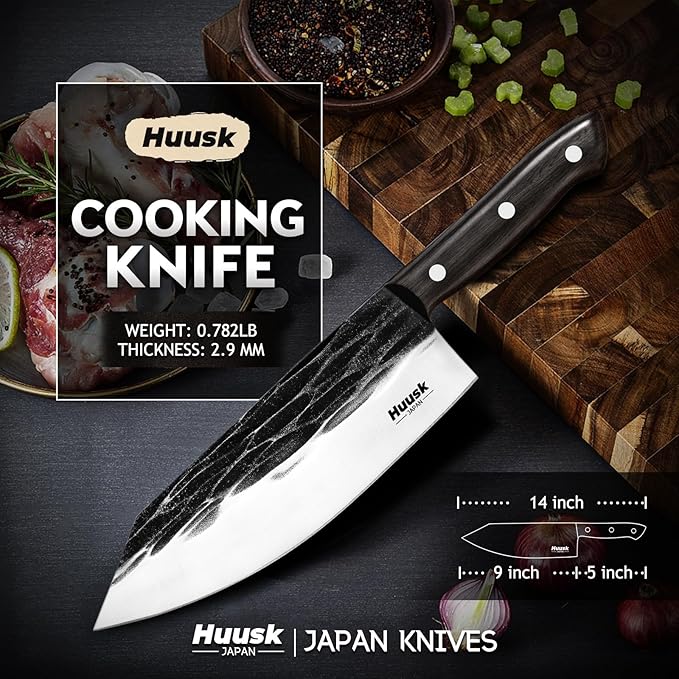Huusk Japanese Cooking Knife, Butcher Knives for Meat Cutting