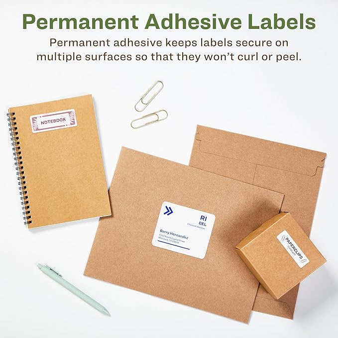 Avery EcoFriendly Recycled Shipping Labels, 3-1/3" x 4", White, Permanent Label Adhesive, 600 Printable Labels (48464)