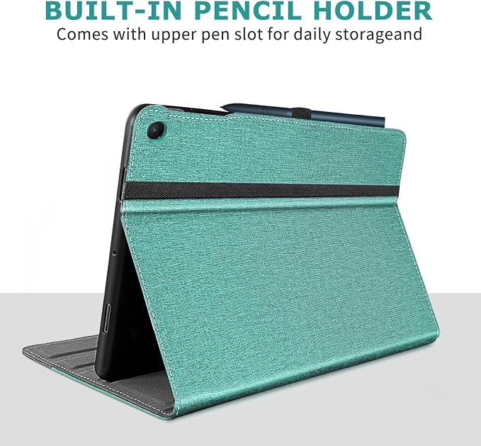 Case for Google Pixel Tablet (11-inch 2023) Multi-Angle Viewing Protective Stand Cover with Pencil Holder &amp Pocket and Protective Tape Compatible with Charging Speaker Dock Cyan