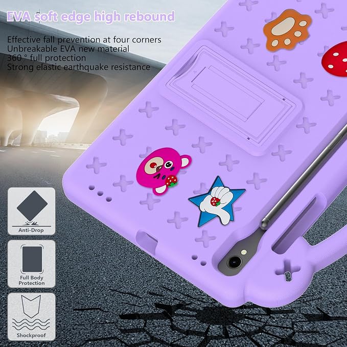 YRH Case for Samsung Galaxy Tab S10 Lite/Tab S10 FE/S9 FE 10.9'' with Handle Stand Kids EVA Shockproof Cover Blue
