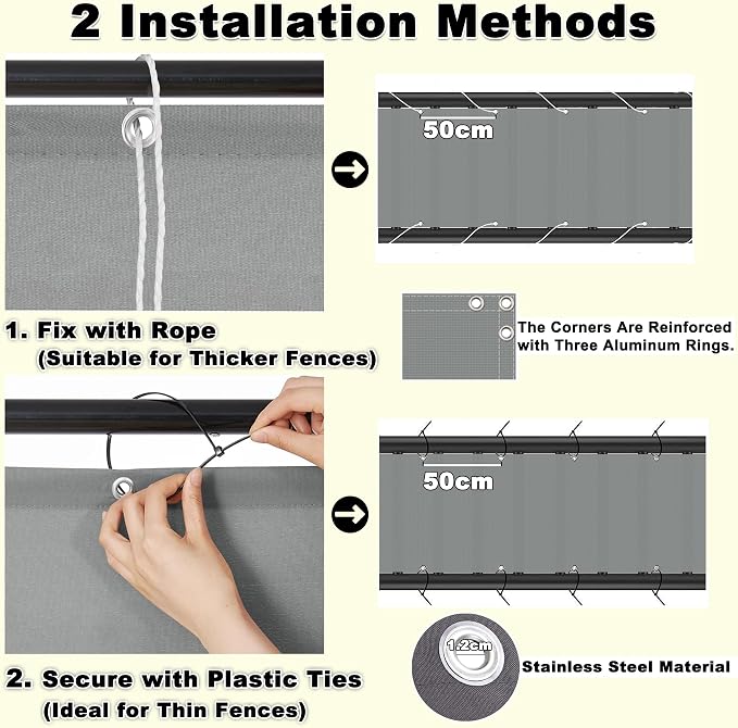 Balcony Privacy Screen 2.3' x 6.6' UV-Resistant Visibility Reduction Patio