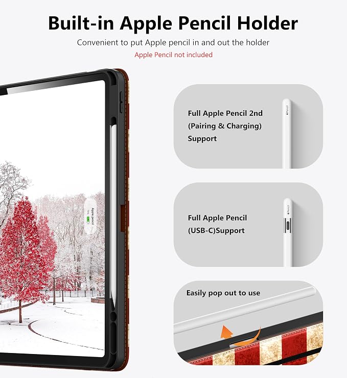 DTTO for iPad Air 13 Inch Case M4 / M3 / M2 (2026/2025/2024) 360 Degree Rotating Premium Leather Folio Stand Cover with Pencil Holder Brown