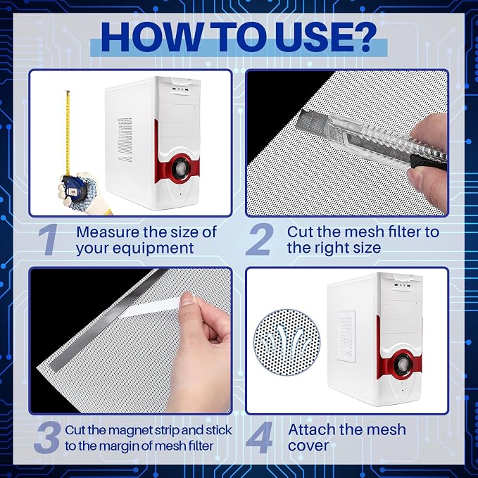Woanger 2 Pcs 1000 x 300 mm DIY PC Case Dust Filter PC Fan Mesh Filter Air Vent