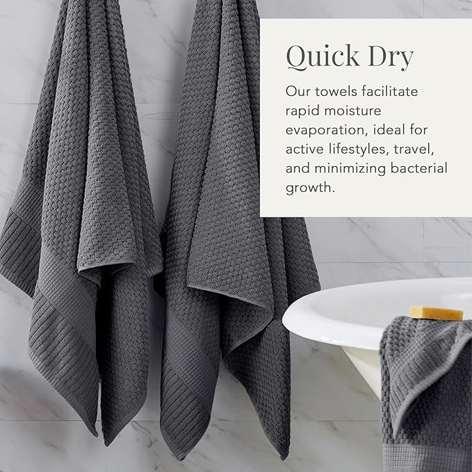 NY Loft 100% Cotton 2 Pack Bath Sheet Towel Set | Extra Large Oversize Bath Towels | Absorbent & Quick-Dry | Textured and Durable Cotton | Charcoal