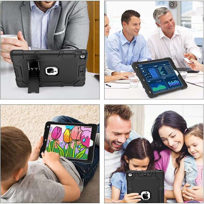 TIMISM Case for iPad 9th/8th/7th Generation(2021/2020/2019) Heavy Duty Military Grade Shockproof Rugged Protective 10.2 Cover with Built-in Stand for iPad 9 8 7 Gen Black+Green