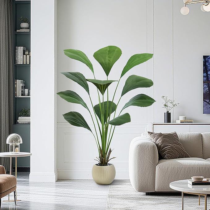 Artificial Palm Tree Faux Joey Palm Tree, 5FT Tall Tropical Areca Floor Plant in Pot Indoor and Outdoor Fake Palm Trees for Home Bathroom Porch Outside Patio Decor