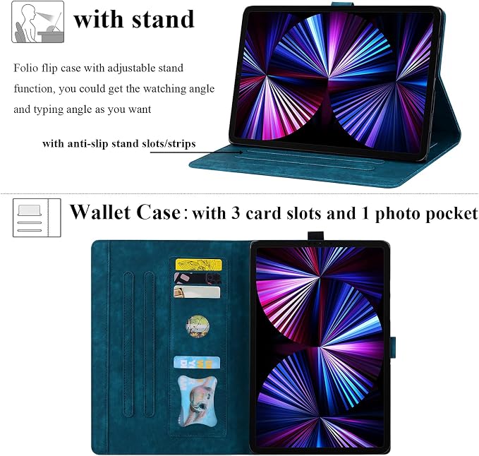 for Apple iPad 10.2 Case 9th/8th/7th Generation Cover (2021/2020/2019) with Auto Wake/Sleep Ultra Thin Lightweight Trifold Stand Folio PU Leather &amp Hard Back Hybrid Cover Almond Blossom