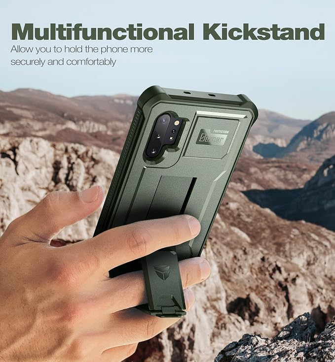 Dexnor for Samsung Galaxy Note 10+ Plus Case [Built in Screen Protector and Kickstand] Heavy Duty Military Grade Protection Shockproof Protective Cover for Samsung Galaxy Note 10 Plus (Army Green)