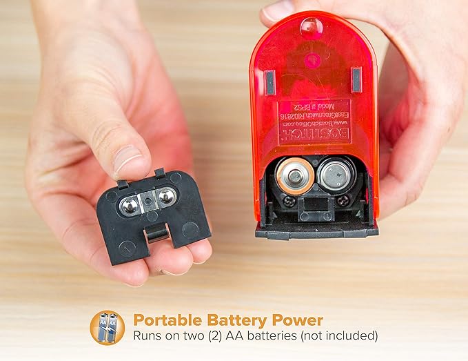 Bostitch Office Battery Powered Pencil Sharpener, Portable, Hinged Tray, Colored Pencil Compatible, Fits In Backpack & Most Pencil Cases, Red