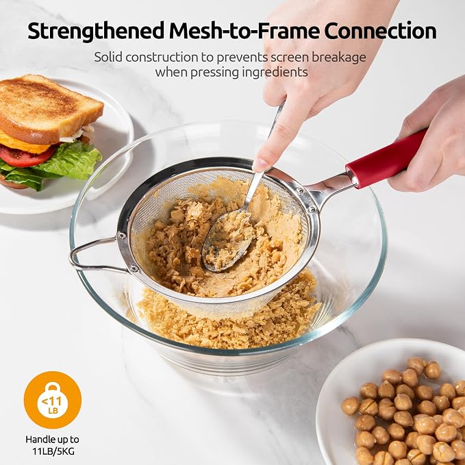 U-Taste Medium Fine Mesh Strainer: 18/8 Stainless Steel 4.73in 30 Mesh Kitchen