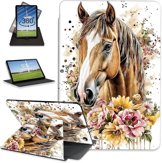 for Amazon Fire Max 11 2023 Release Table Case 11'' Rotating Auto Wake Sleep Leather Table Case for Amazon Fire Max 11 2023 Release Stand Bird Flowers Design for Woman Man