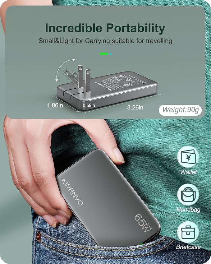 Flat USB Wall Charger 3 Ports Ultra-Slim Fast Wall Charger for Pixelbook iPad Pro iPhone 17/16/15/14 Black
