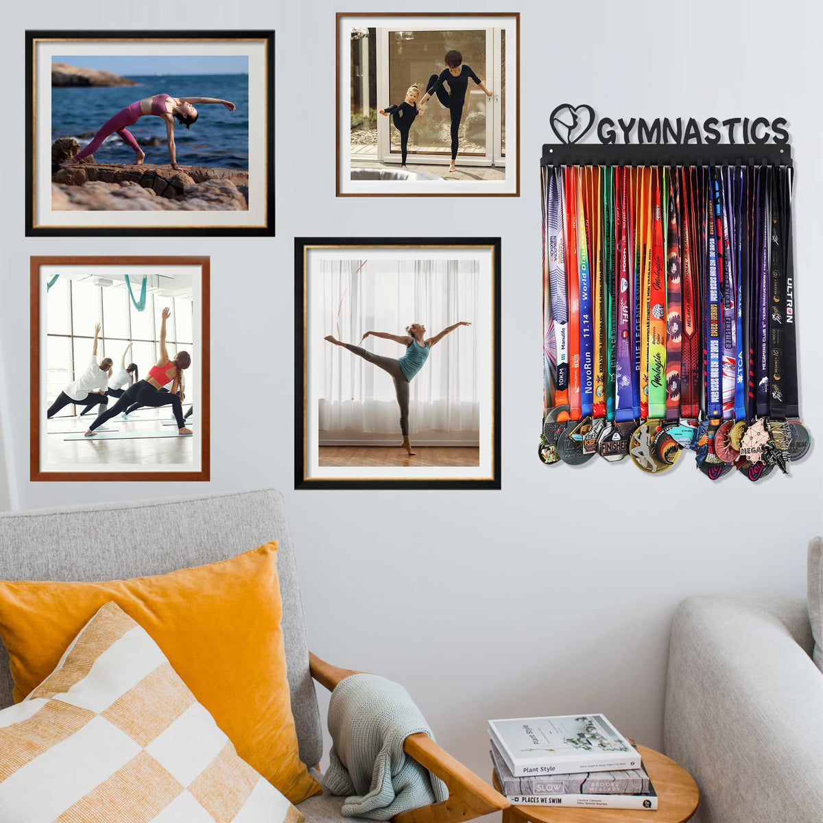 Medal Hanger Display - Wall Mount Steel Rack with 20 Hooks Holds 60+ Medals