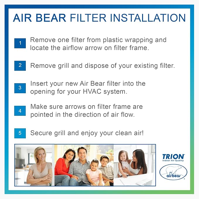 16x20x1 Air Filter MERV 8 TRION Air Bear Pleated HVAC Air Filter Replacement