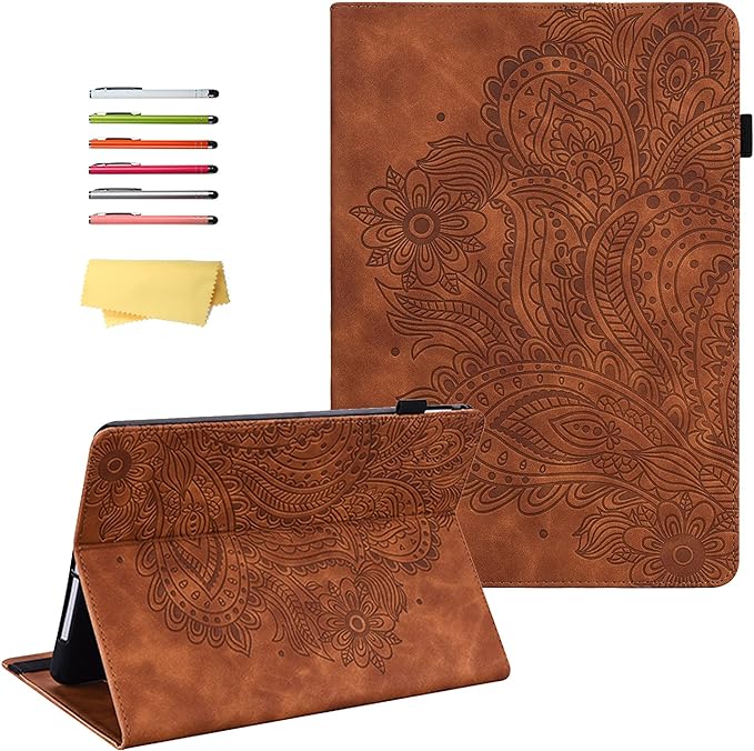 for Apple iPad 10.2 Case 9th/8th/7th Generation Cover (2021/2020/2019) with Auto Wake/Sleep Ultra Thin Lightweight Trifold Stand Folio PU Leather &amp Hard Back Hybrid Cover Almond Blossom
