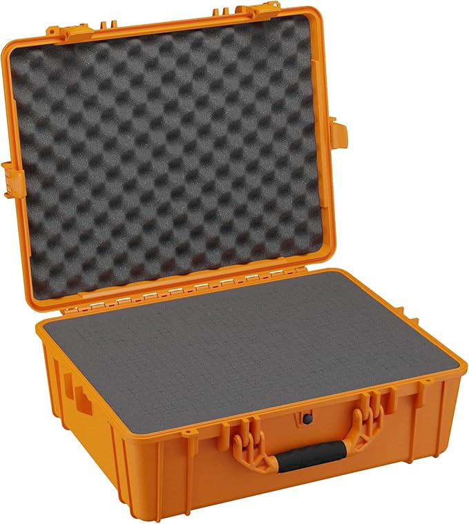 Condition 1 25" Large Waterproof Hard Case Model 839 with Foam, Portable Protective Storage Box for Travel, Hunting, Military, Tactical, Made in USA, 24.50"x 19.46"x8.41" Orange