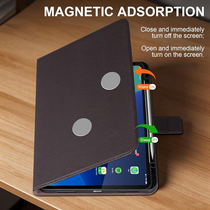 Leather Case for iPad 11th/10th Gen (11/10.9) Black | Genuine Leather Pencil Holder Adjustable Stand Magnetic Closure Auto Wake/Sleep