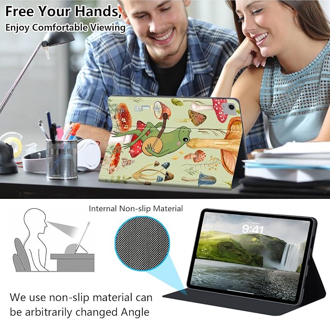 Case for iPad Air 11-inch (M4 2026 / M3 2025 / M2 2024) iPad Air 5th/4th Gen (2022/2020) 10.9 Slim PU Leather Folio Stand &amp Auto Sleep/Wake Protective Smart Cover Tree Fluorescent