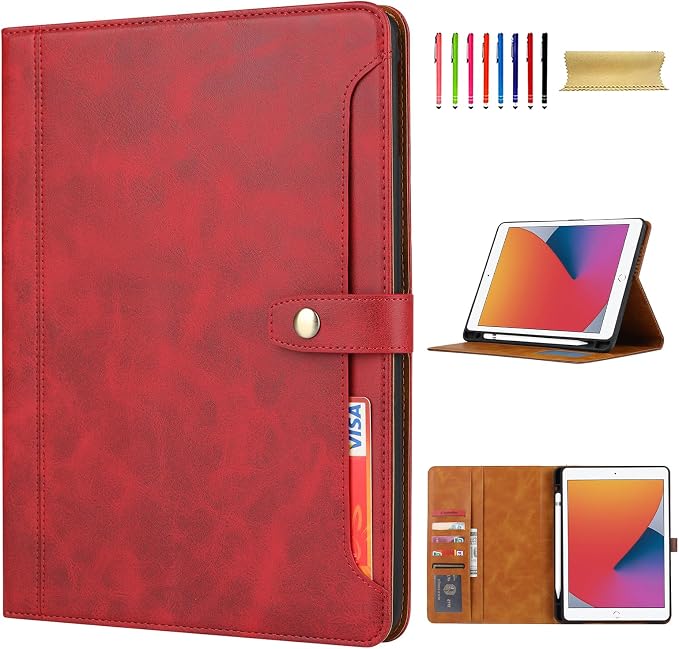 Flip Case for Apple iPad 10.2 9th 8th 7th Generation 2021/2020/2019 Pencil Holder Smart Cover Auto Sleep Wake Protective Documents Pocket Stand Snap Closure Case for iPad 10.2 Inch Black