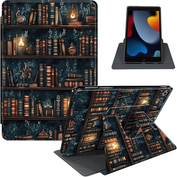 for iPad 11th Generation (A16 2025) 11 / iPad 10th Gen 10.9 2022 Case 360° Rotating PU Leather Stand Cover with Auto Sleep/Wake Shockproof TPU Backl Raccoon Perched
