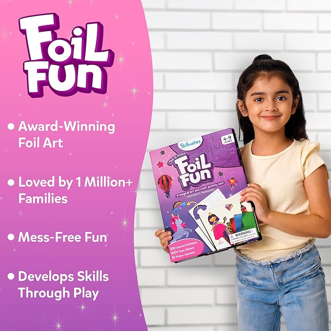 Skillmatics Foil Fun - Unicorns & Princesses, No Mess Art for Kids, Craft Kits & Christmas Fun Supplies, DIY Creative Activity, Travel Toys, Gifts for Ages 4, 5, 6, 7, 8, 9