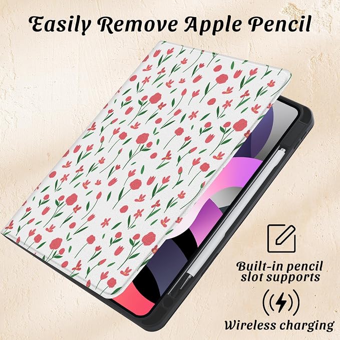 Cute Maple Bear Case for 10.2 iPad 2019/2020/2021(7th/8th/9th Gen) with Pencil Holder Auto Wake/Sleep Leather Soft TPU Back Cover for Women Girls