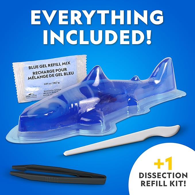 National Geographic Shark Dissection Kit – Glow in The Dark Great White Shark Anatomy Lab with 12 Bones & Organs, Refill Pack, Kid-Friendly Tools & Learning Guide