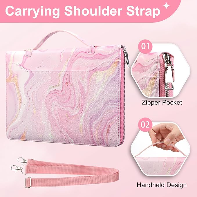 Case for Samsung Galaxy Tab S10 Lite / S10 FE / S9 FE 10.9-Inch / S9 11 | PU Leather / Zipper Bag / Clear Back Case / Hand Strap / Shoulder Strap / S-Pen Holder / Stand Cover