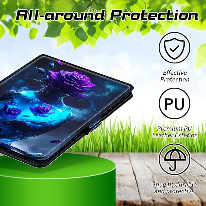 for Walmart Onn 10.1 2024 Onn 10.1 Gen 4 Universal Tablet Case 360 Degree Rotating Kickstand Protective Stand Case with Multiple Viewing PU Leather Shell Case Black Book Cat