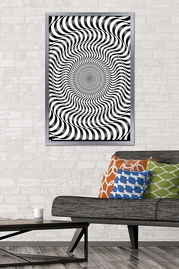 Trends International Zebra Stripe Optical Illusion Wall Poster, 22.375" x 34", Silver Framed Version