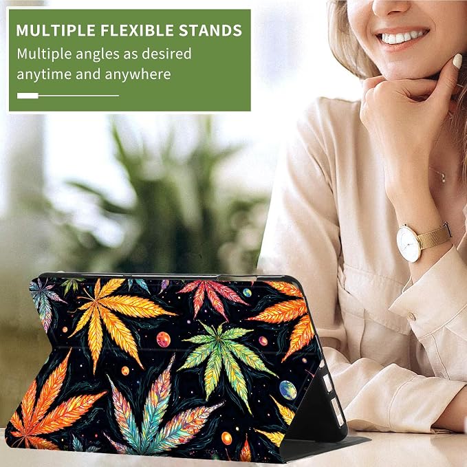 Case for Kindle Fire HD 10 &amp 10 Plus Tablet 10.1 (13th/11th Generation 2023/2021 Release) Lightweight Slim PU Leather Adjustable Multi-Angle Smart Shell Cover with Auto Wake/SleepA Flowers Art