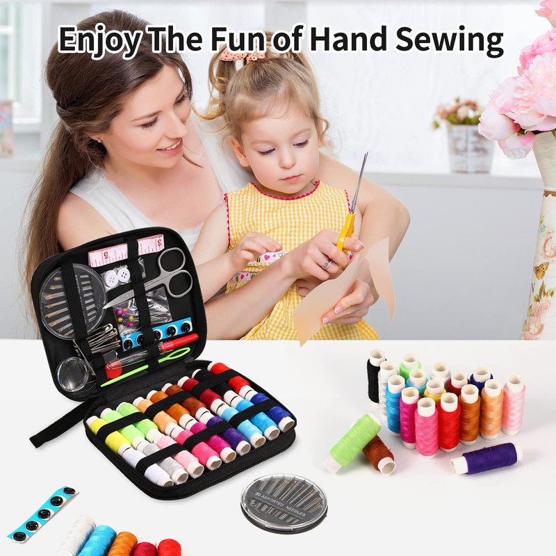 Sewing Kit Basic,Marcoon Needle and Thread Kit with Sewing Supplies and Accessories for Adults,Beginner,Home,Travel,Emergency Including Scissors,Measure Tape,Needle Threader and More