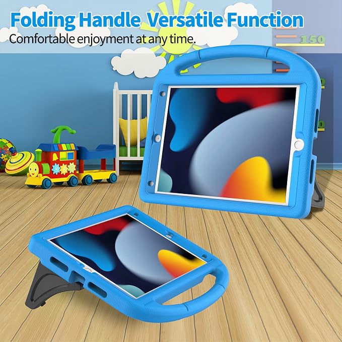 Kids Case for iPad 10.2 &amp 10.5 iPad 9th/8th/7th Generation 10.2 2021 2020 2019 Case with Screen Protector iPad Air 3rd Gen/Pro 10.5 inch Protective Cover with Handle Stand Black