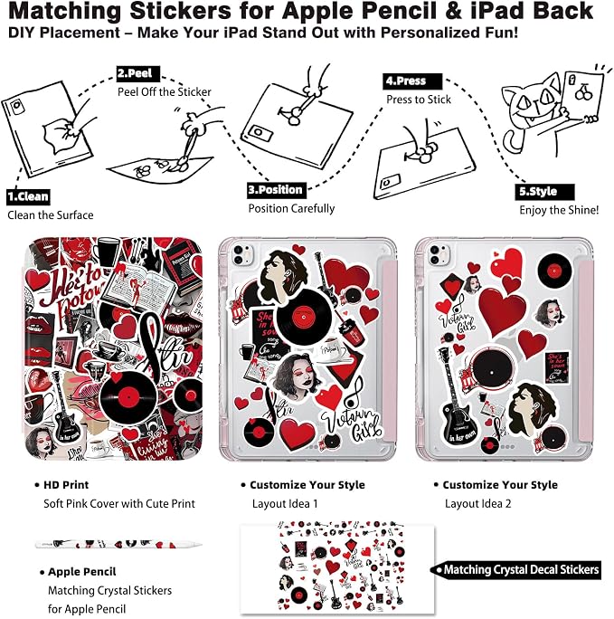 Case for iPad Air M3/M2 &amp Pro 12.9 Pro 12.9 (6th/5th/4th/3rd Gen)Cherry