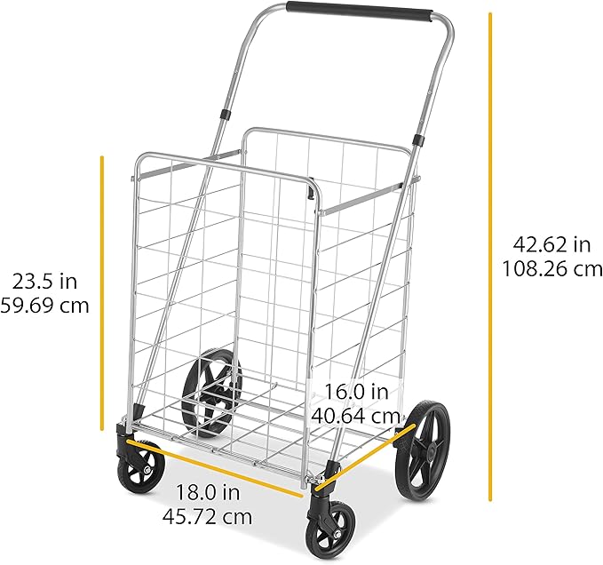 Whitmor Utility Cart with Adjustable Height Handle - Silver / Black