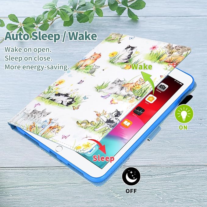 Case for iPad 9th/8th/7th Generation iPad 10.2 Case (2021/2020/2019 Model iPad 9/8/7 Case) PU Leather Folio Folding Stand Cover for iPad 10.2 inch Auto Wake/Sleep Hummingbird