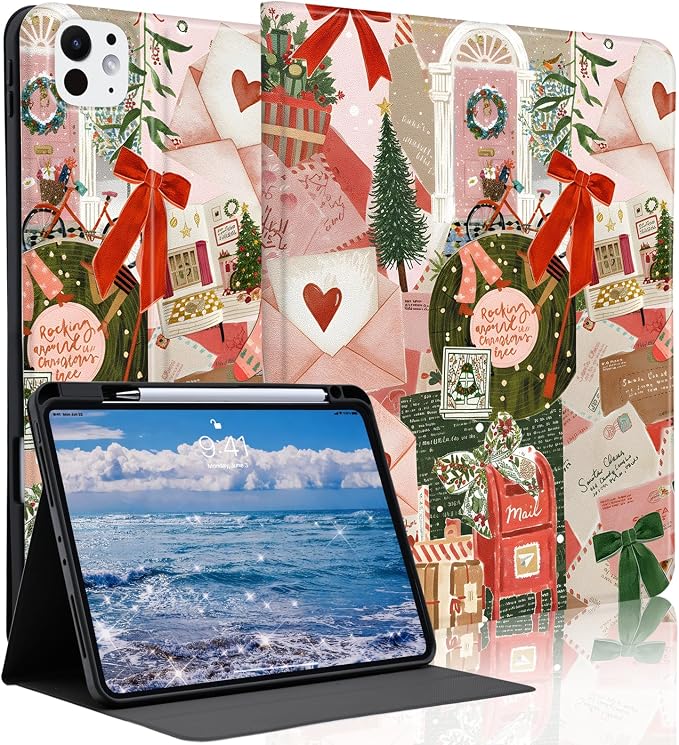 Cute Maple Bear Case for 10.2 iPad 2019/2020/2021(7th/8th/9th Gen) with Pencil Holder Auto Wake/Sleep Leather Soft TPU Back Cover for Women Girls