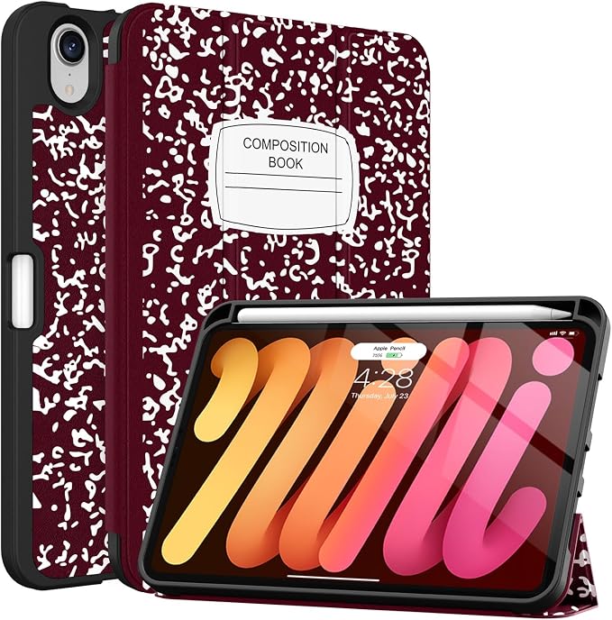 Soke Case for iPad mini (A17 Pro) 7th/ 6th Generation (Book Wine) | Built-in Apple Pencil Slot fit iPad Mini 2024 and 2021 8.3 inch Auto Sleep/Wake