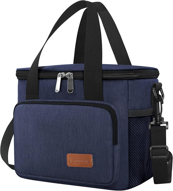 Femuar Lunch Bags for Women/Men, Insulated Lunch Bag for Work Office Picnic - Lunch Cooler Bag Leakproof Lunch Box with Adjustable Shoulder Strap - Dark Blue