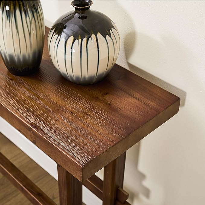 Kmax Entryway Table, 59 inchs Wood Farmhouse Console Table Boho Hallway Table Rustic Couch Table Behind Sofa for Outdoor Entrance Living Room - Walnut