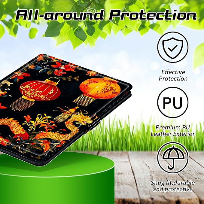 for Walmart Onn 10.1 2024 Onn 10.1 Gen 4 Universal Tablet Case 360 Degree Rotating Kickstand Protective Stand Case with Multiple Viewing PU Leather Shell Case Black Book Cat