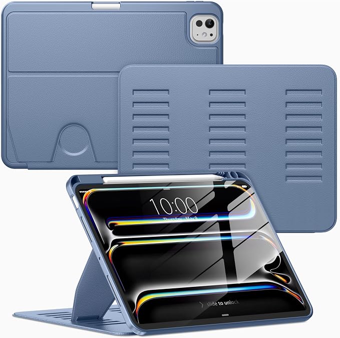 VIKESI Case for iPad Pro 11 inch (M5/M4) 2025/2024Multiple Angles Magnetic Stand CoverShockproof BackPencil Holderand Auto Sleep/WakeBlack