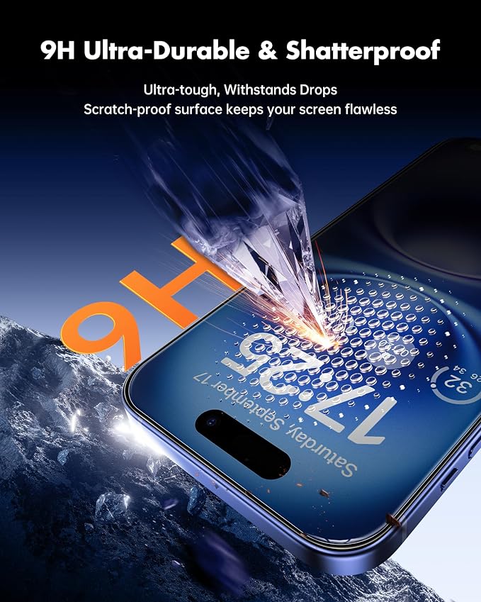 UNBREAKcable Privacy Screen Protector for iPhone 15 (6.1) 25° Anti-Spy Tempered Glass Easy Install Alignment Frame Case-Friendly 9H Hardness Anti-Fingerprint 3-Pack