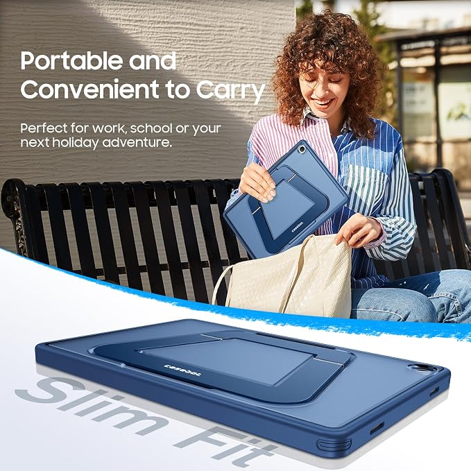 Fintie Multi-Angle Kickstand Case for Samsung Tab A11+/A9+ 11 in Black | Dual-Axis Aluminum Stand PC &amp TPU Protection Slim Frosted Hard Cover with Anti-Scratch Surface Stable Viewing Angles