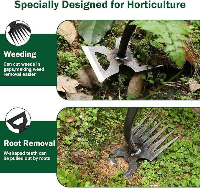 Weeding Artifact Uprooting Weeding Tool, 6 Teeth Multifunctional Hand Weeder Tool, Portable Garden Weed Tools, Weed Remover Tool for Yard and Garden