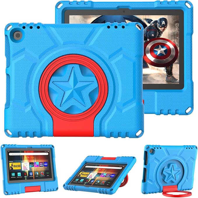 Kids Case for Fire HD 8 Tablet (12th/10th Generation 2024/2022/2020) Blue | Lainergie Hight Quality EVA Lightweight Shockproof Kid-Proof Cover Durable Easy to Carry with Convertible Handle Stand